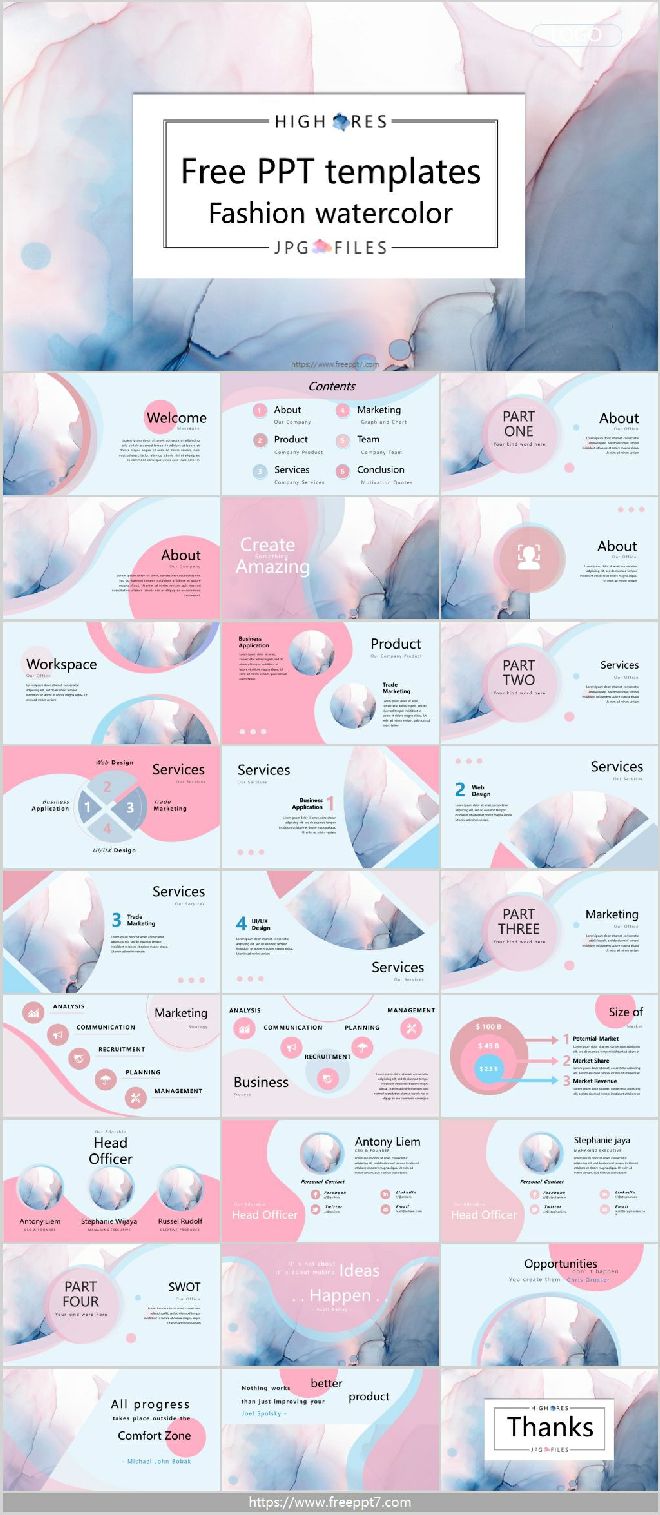 Elegant watercolor business PowerPoint templates & Google Slides