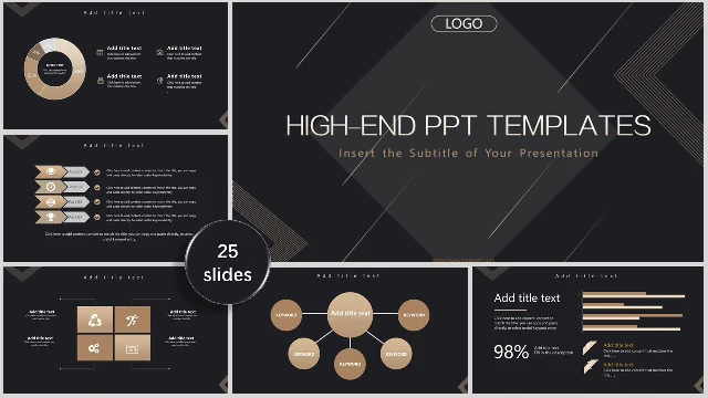Exquisite Black Gold Business PowerPoint Templates Google Slides
