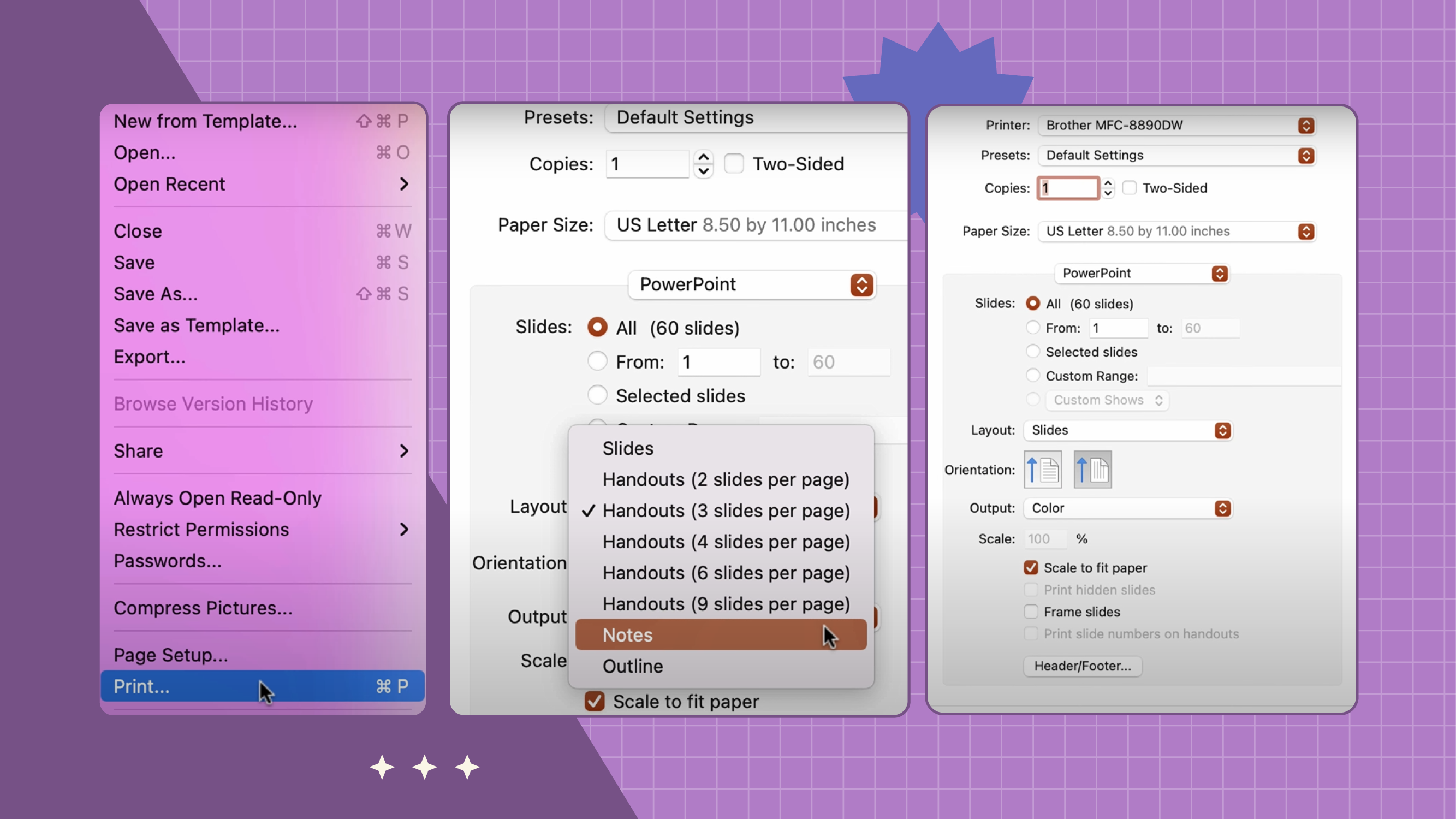 Printing PowerPoint with Notes on Mac