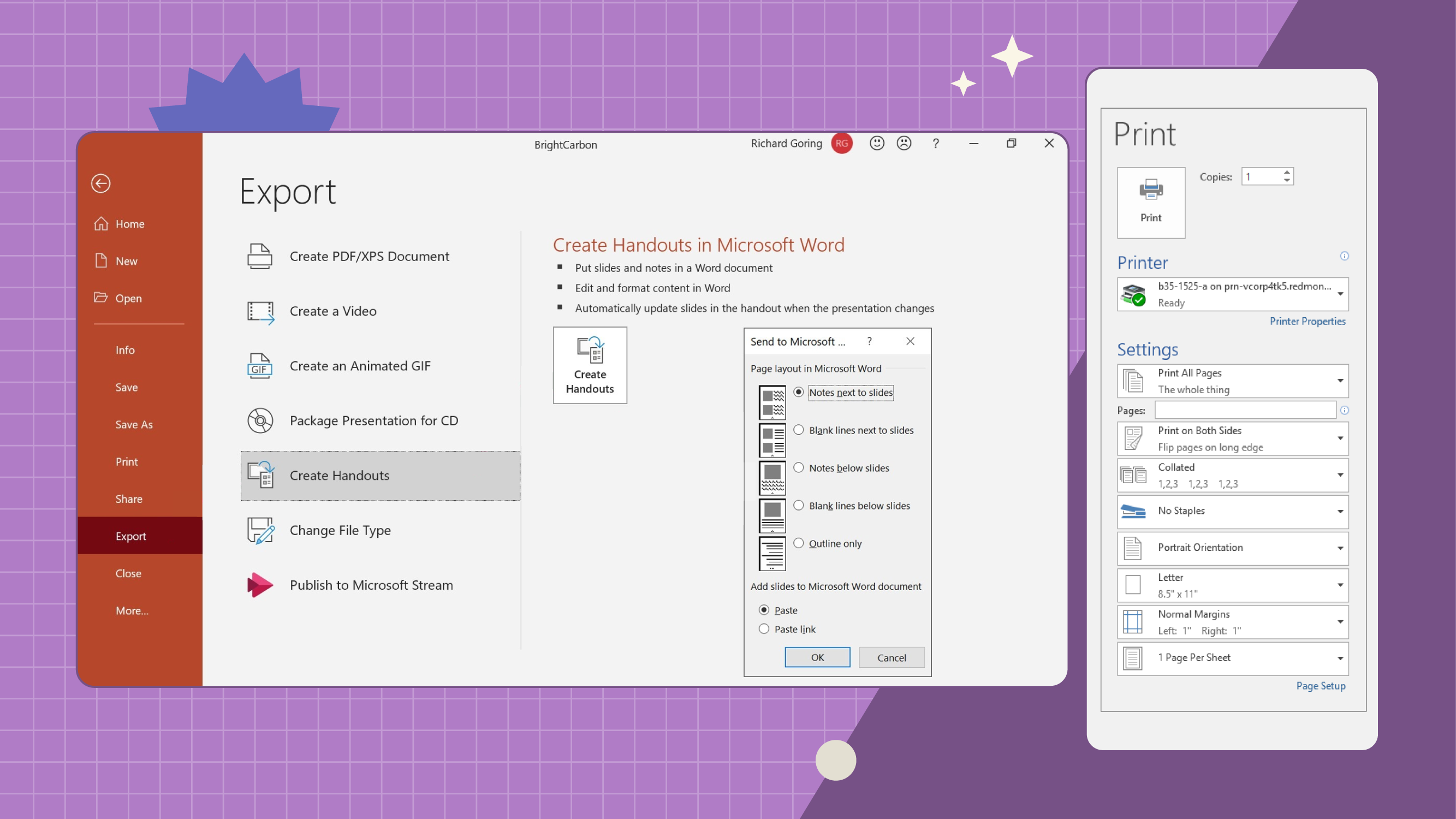 Printing PowerPoint Using Word