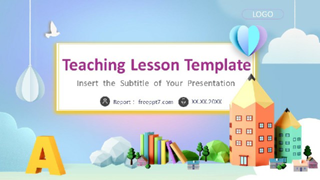 Colorful Cartoon Cloud House PowerPoint Templates
