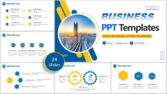 Beautiful! Blue and Yellow Business PowerPoint Templates