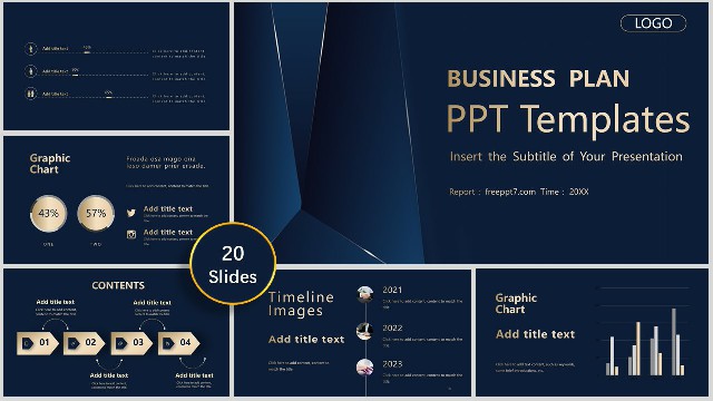 Blue Gold High-End Business PowerPoint Templates