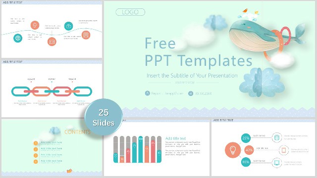 <b>So Good! Cute Cartoon Whale PowerPoint Templates</b>